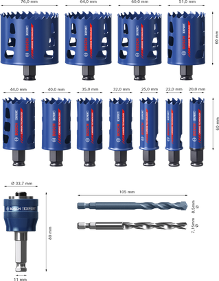 Bosch EXPERT 多材料 Power Change Plus 孔锯套装，14 件。.